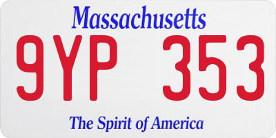 MA license plate 9YP353