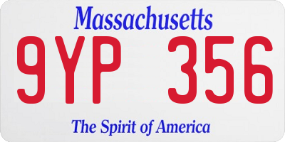 MA license plate 9YP356