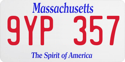 MA license plate 9YP357