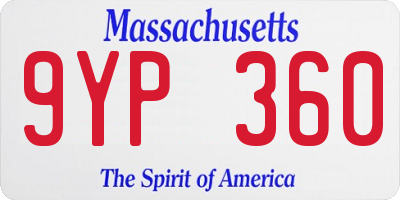 MA license plate 9YP360