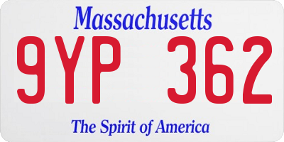 MA license plate 9YP362