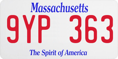 MA license plate 9YP363