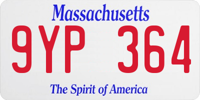 MA license plate 9YP364