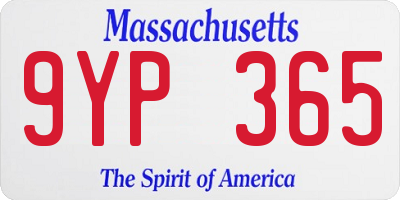 MA license plate 9YP365