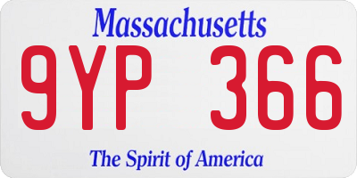 MA license plate 9YP366