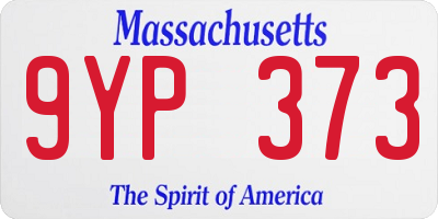 MA license plate 9YP373