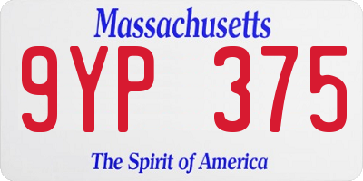 MA license plate 9YP375