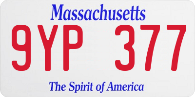 MA license plate 9YP377