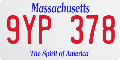 MA license plate 9YP378