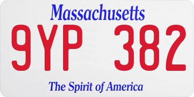 MA license plate 9YP382