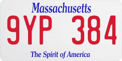 MA license plate 9YP384