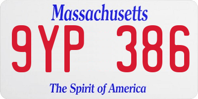 MA license plate 9YP386
