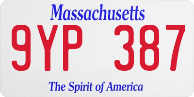 MA license plate 9YP387