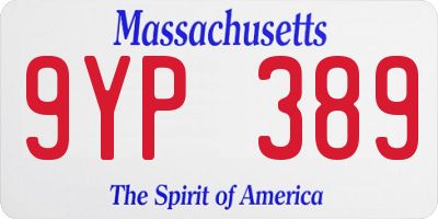 MA license plate 9YP389