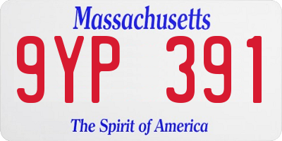 MA license plate 9YP391