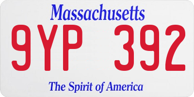 MA license plate 9YP392