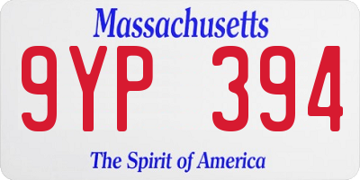 MA license plate 9YP394