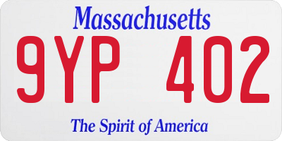 MA license plate 9YP402