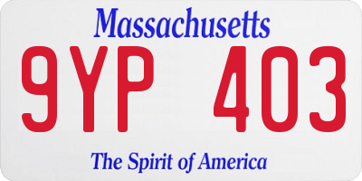 MA license plate 9YP403