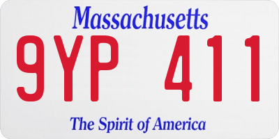 MA license plate 9YP411