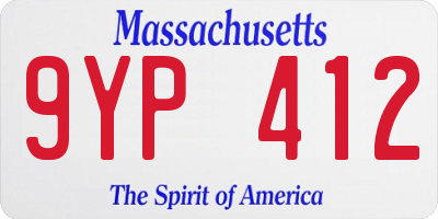 MA license plate 9YP412