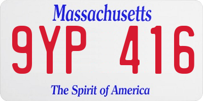 MA license plate 9YP416
