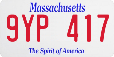 MA license plate 9YP417