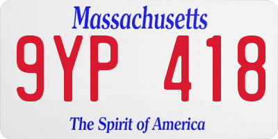 MA license plate 9YP418