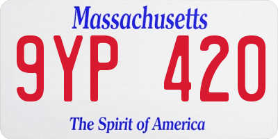 MA license plate 9YP420
