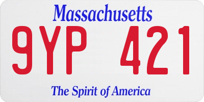 MA license plate 9YP421