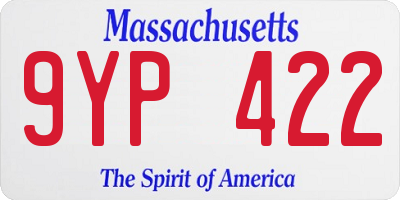 MA license plate 9YP422