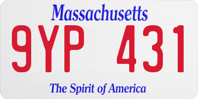 MA license plate 9YP431