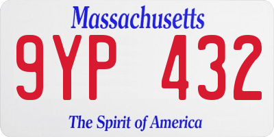 MA license plate 9YP432