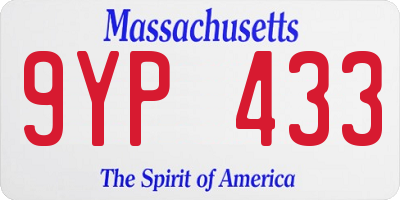 MA license plate 9YP433