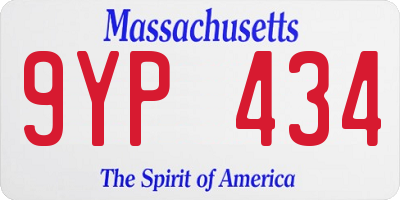 MA license plate 9YP434