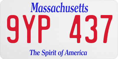 MA license plate 9YP437