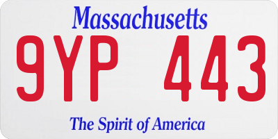 MA license plate 9YP443