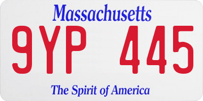 MA license plate 9YP445