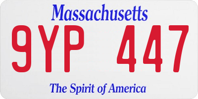 MA license plate 9YP447