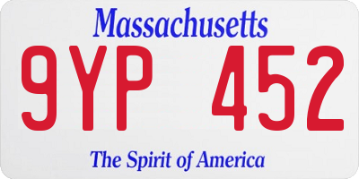 MA license plate 9YP452