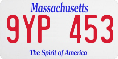 MA license plate 9YP453