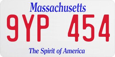 MA license plate 9YP454