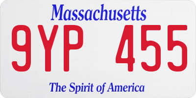 MA license plate 9YP455