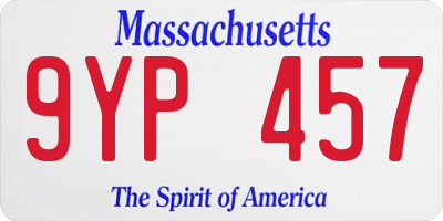 MA license plate 9YP457