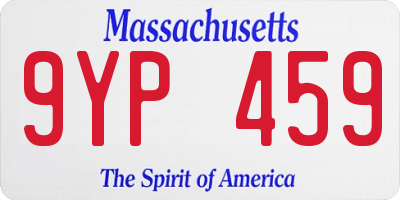 MA license plate 9YP459