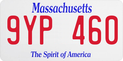MA license plate 9YP460