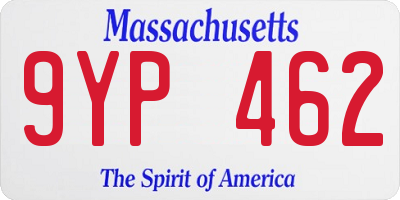 MA license plate 9YP462