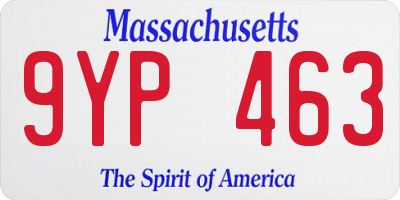 MA license plate 9YP463