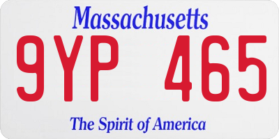MA license plate 9YP465