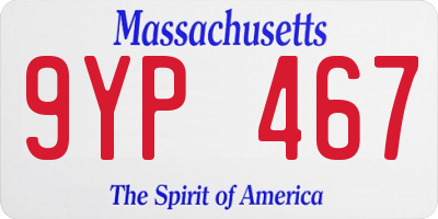 MA license plate 9YP467